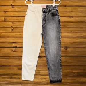 REVICE Jeans Women 28 Two Tone High Rise Button Fly Tapered Tags 28x27 True Love